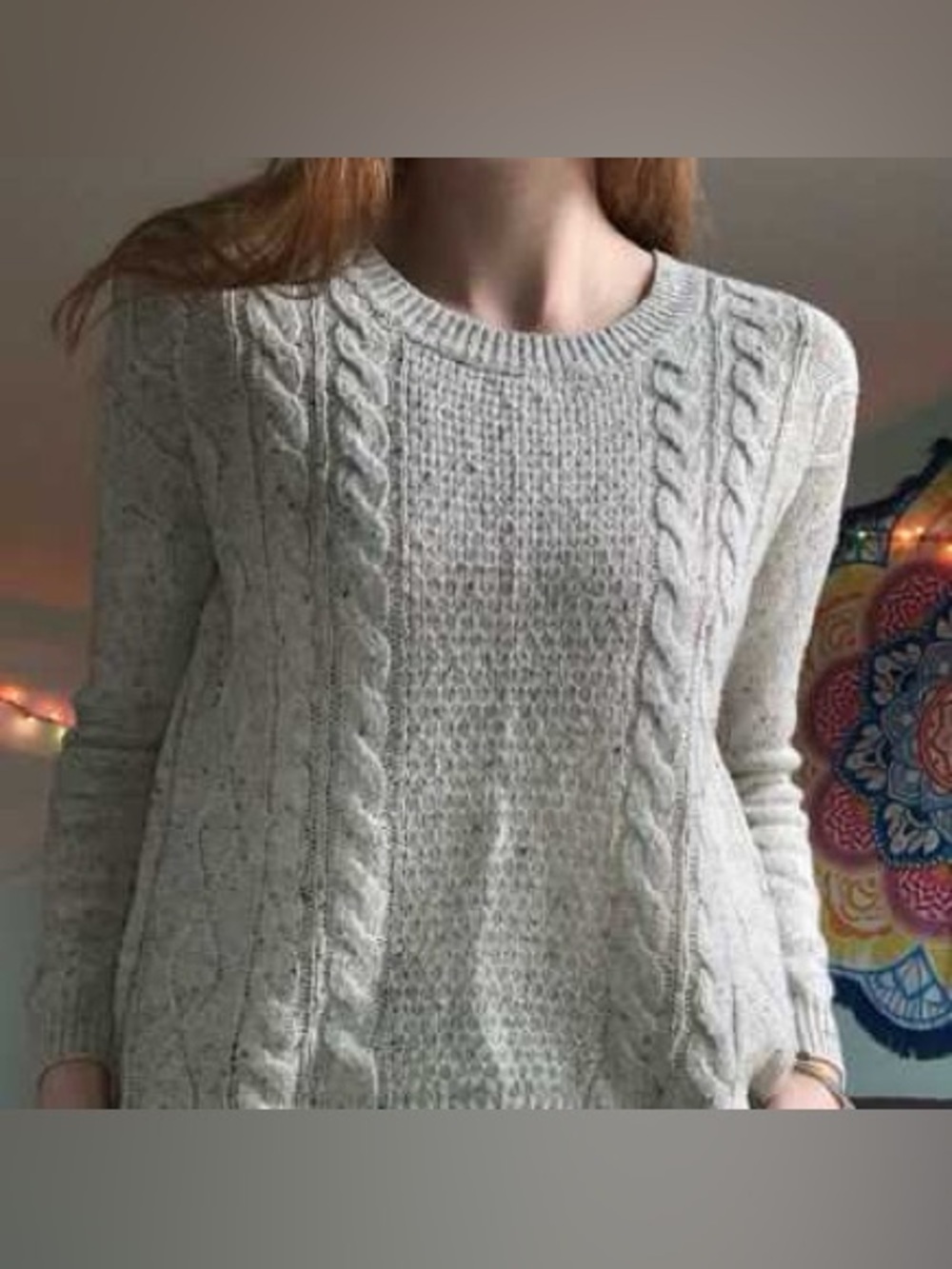 Roxy grey Cable Knit Crewneck Sweater small